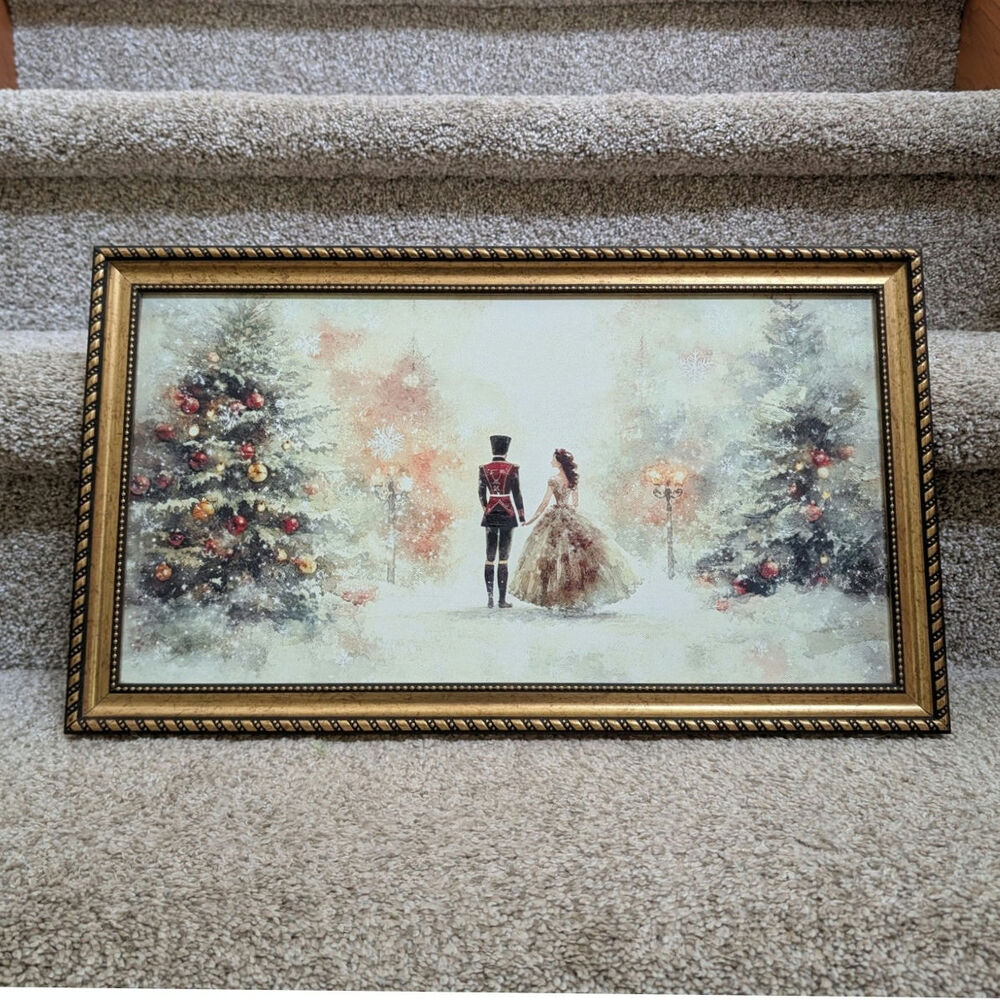 NEW Hobby Lobby Toy Soldier Ballerina Nutcracker Framed Picture Viral 19" x 11"